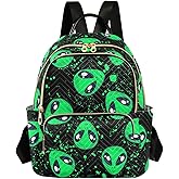 Sletend Green Alien Mini Backpack Fashion Backpack Purse for Women,Handbag Shoulder Bag Casual Daypack, Ladies Gift for College Work (M)