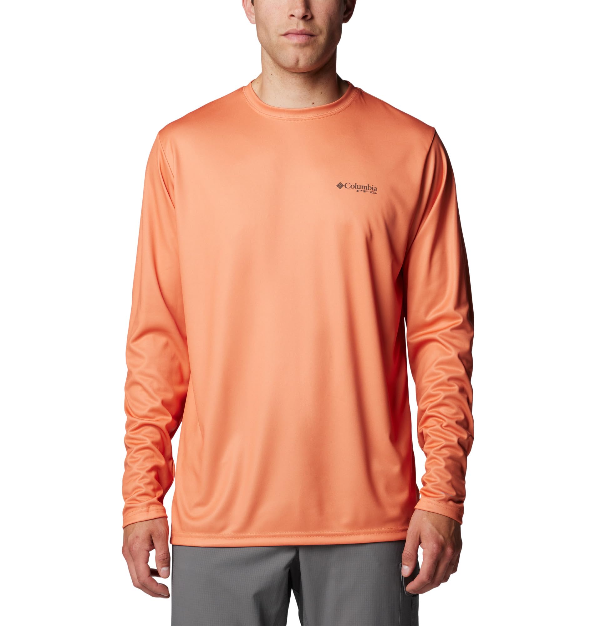 Columbia Men’s Terminal Tackle PFG Fish Flag Long Sleeve, Dusty Orange/Deep Olive, XX-Large