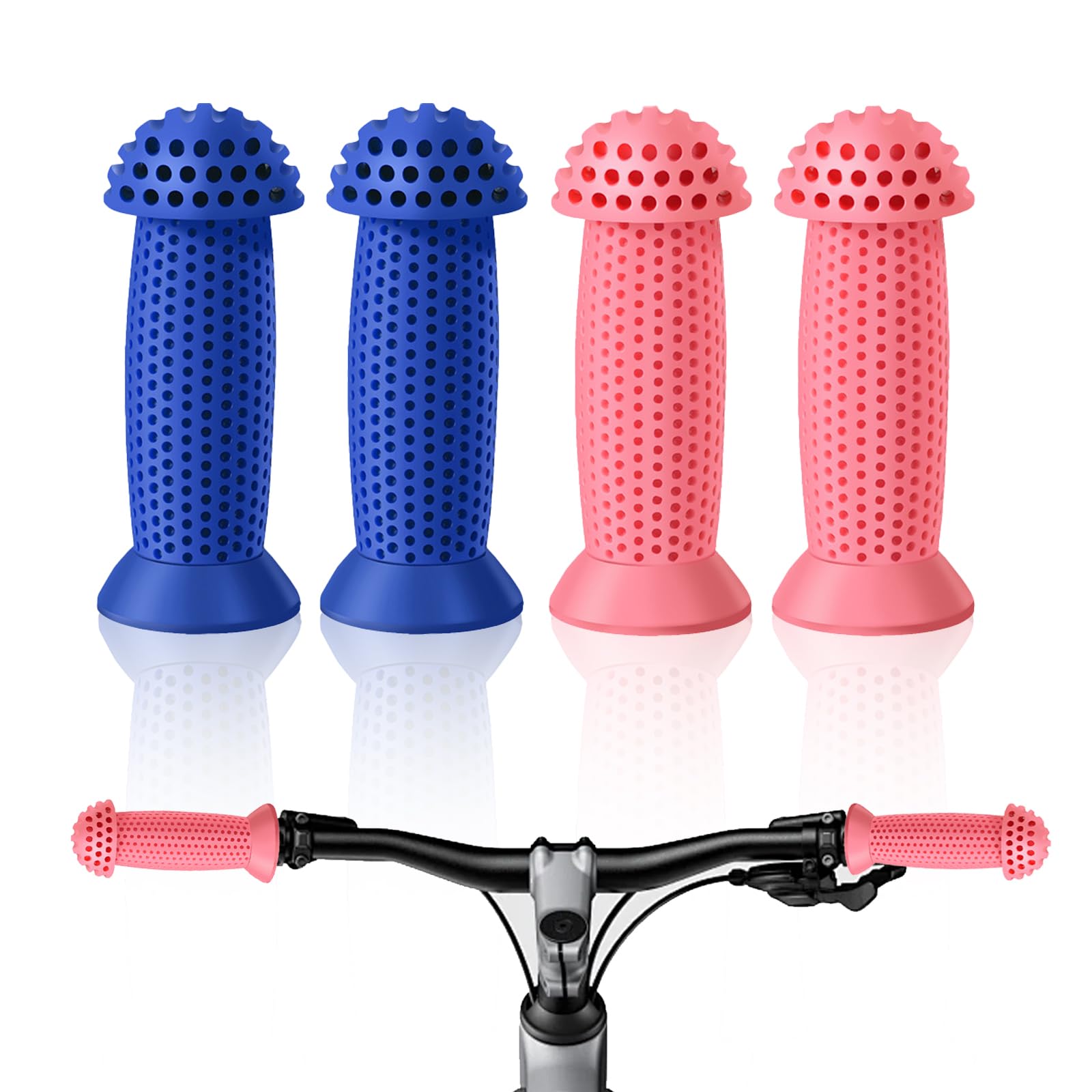 KASESSS 2 Pairs Children's Bike Handlebar Grips, Kids Bicycle Handlebar Grips 22mm Diameter, Non-Slip TPE Scooter Grips Soft Scooter Handle Grips Universal Scooter Bike Grips Cover for Boys and Girls