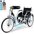 Tricycle Adult - Folding Hand-Cranked Wheelchair 3 Wheel Bike with Basket for Elderly Rehabilitation Patients, Three-Wheeled Bicycles Cruise Trike, 18" Seat,Maximum Load 330 Lbs, Black