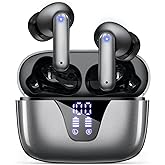 Nequga Wireless Earbuds Bluetooth Headphones, 50H Playtime Ear Buds with Mic, LED Digital Display Charging Case, IPX7 Waterproof, Deep Bass Stereo, in-Ear Earphone for iPhone Andriod Phone