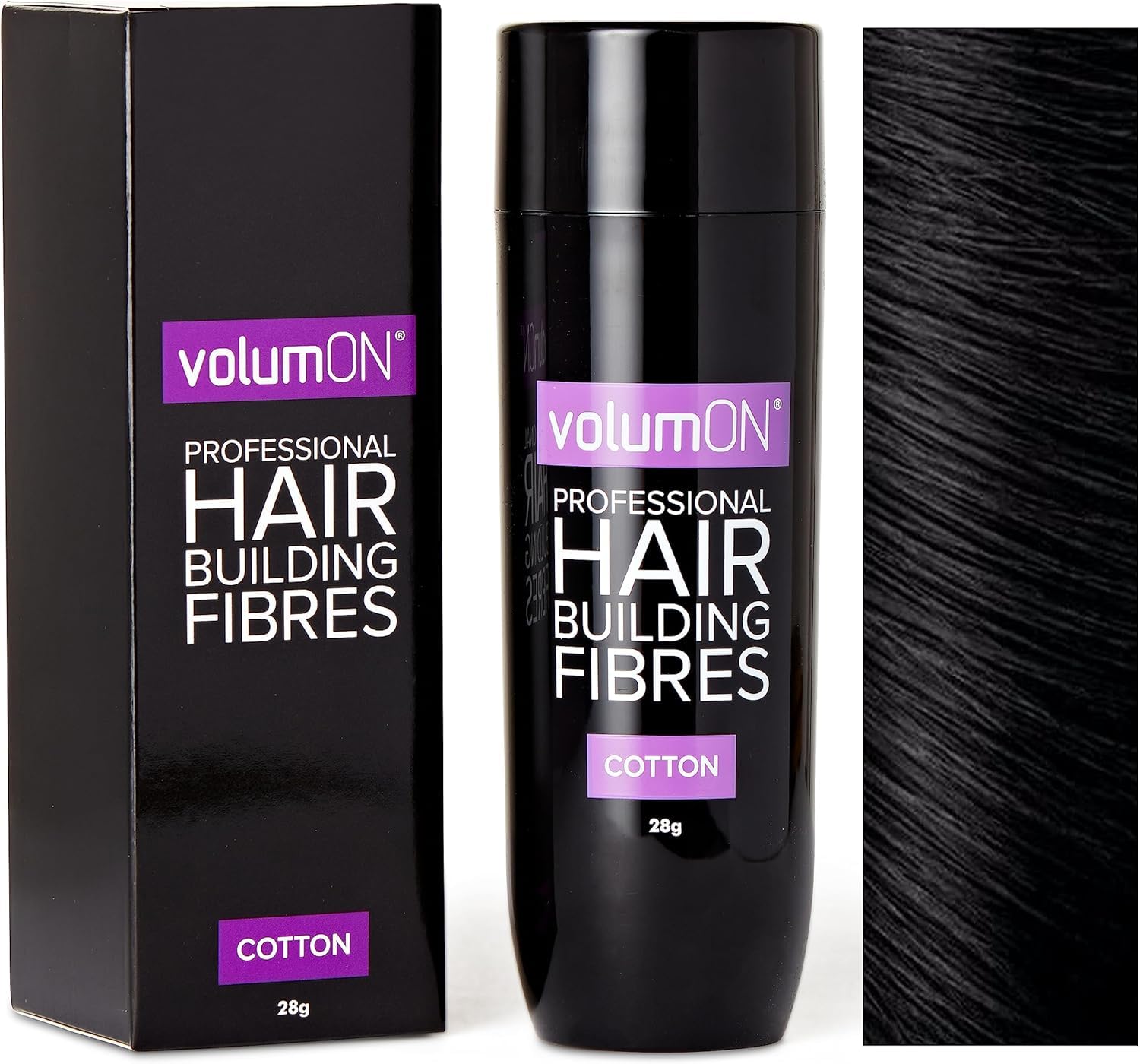 Volumon Professional Hair Building Fibres - 8 Colour Shades - 28g | Cotton Hair Loss Concealer Powder | Instant Hair Thickening Fibres | Thinning Hair Coverage | Natural Hair Volume Solution