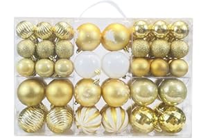 AOGU 86 Pcs Christmas Balls Gold Christmas Tree Ball Ornaments Set Shatterproof Decorations for Trees Home Party Holiday Garlands Wreaths Decor Hanging Ball Ornaments Hooks Included
