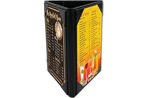 ONLVAN 5x7 Inch Table Tent Leather Menu Holder Sign Display Black Menu Covers for Cafes Bars Restaurant 3 sided triangle shape table tent 1 pack
