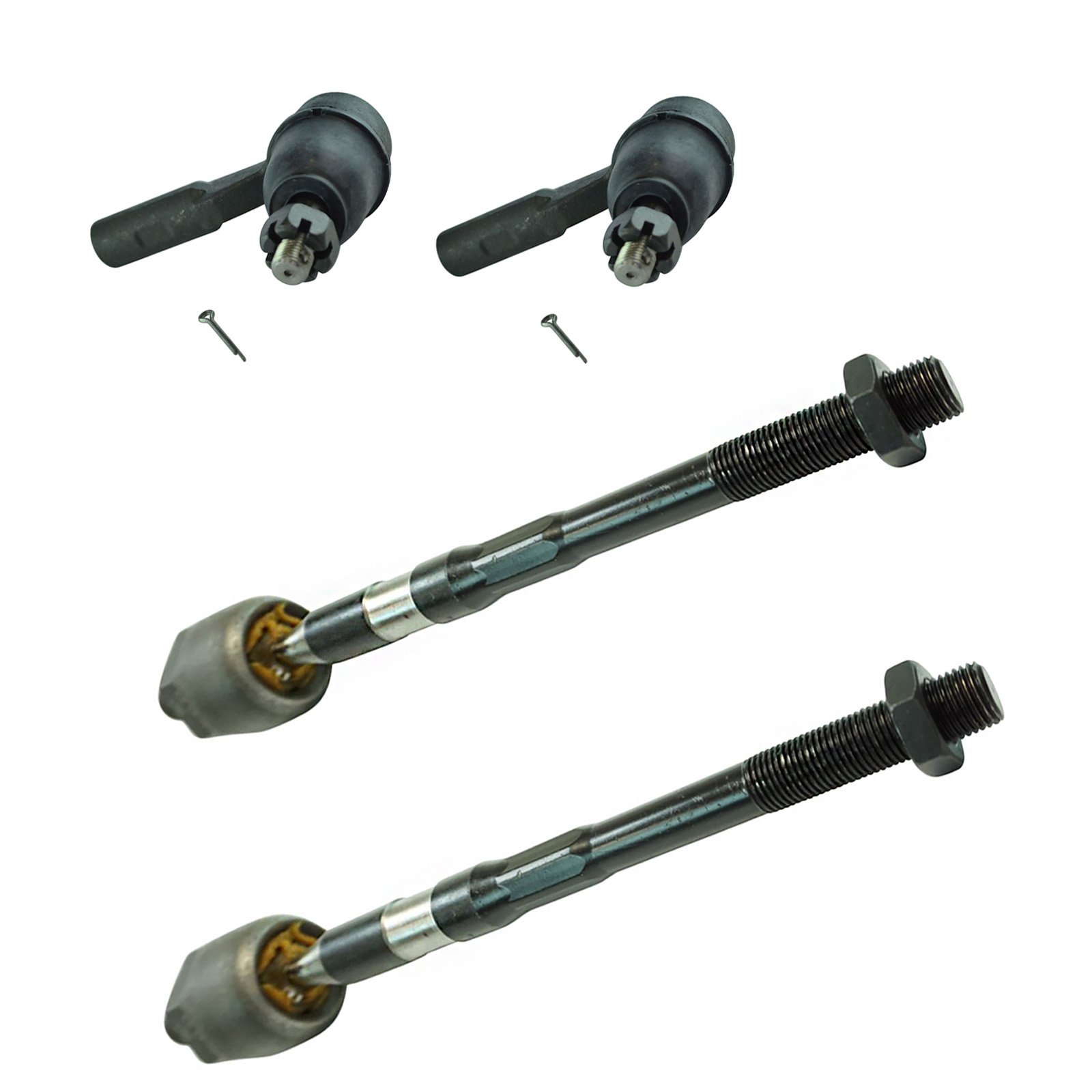 TRQ Front Inner and Outer Tie Rod Set 4 Piece Compatible with 2006-2007 Chevrolet Colorado 06-07 GMC Canyon 07-08 Isuzu i-370 Image
