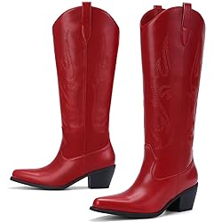 Pasuot Western Cowboy Boots for Women - Red Knee