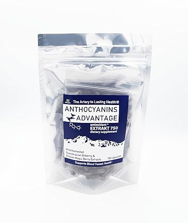 Anthocyanins Advantage Extrakt 750 Wild Bilberry & Maqui Antioxidant for Blood Vessel, Skin, Brain