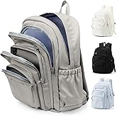 weradar School Backpack For Women Men, Lightweight Casual Daypack College Backpacks, Aesthetic Students Bookbag, Backpack With Lots Of Pockets,Cute High School Bag For Boys Girls(Gray Brown)