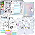 A7 6 Ring Budget Binder with Zipper envelopes, Budget Book Label and Category Stickers, Budget Sheet Refill Paper for Men and Women(Harphia, 145F)