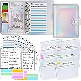 A7 6 Ring Budget Binder with Zipper envelopes, Budget Book Label and Category Stickers, Budget Sheet Refill Paper for Men and Women(Harphia, 145F)
