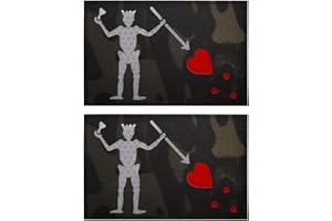 APBVIHL IR Blackbeard Pirate Edward Teach Jolly Roger Infrared Reflective Patches - DEVGRU US Navy Seals Tactical Morale Military Patch - Hook and Loop Fastener Backing - 4.33 x 2.76 Inch