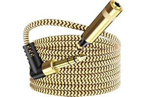 Hanprmee 1/4 inch Extension Cable 1.5Ft,Right Angle 6.35 Male to Female Cable,for Guitar AMP Synths Amplifier Speaker Piano (