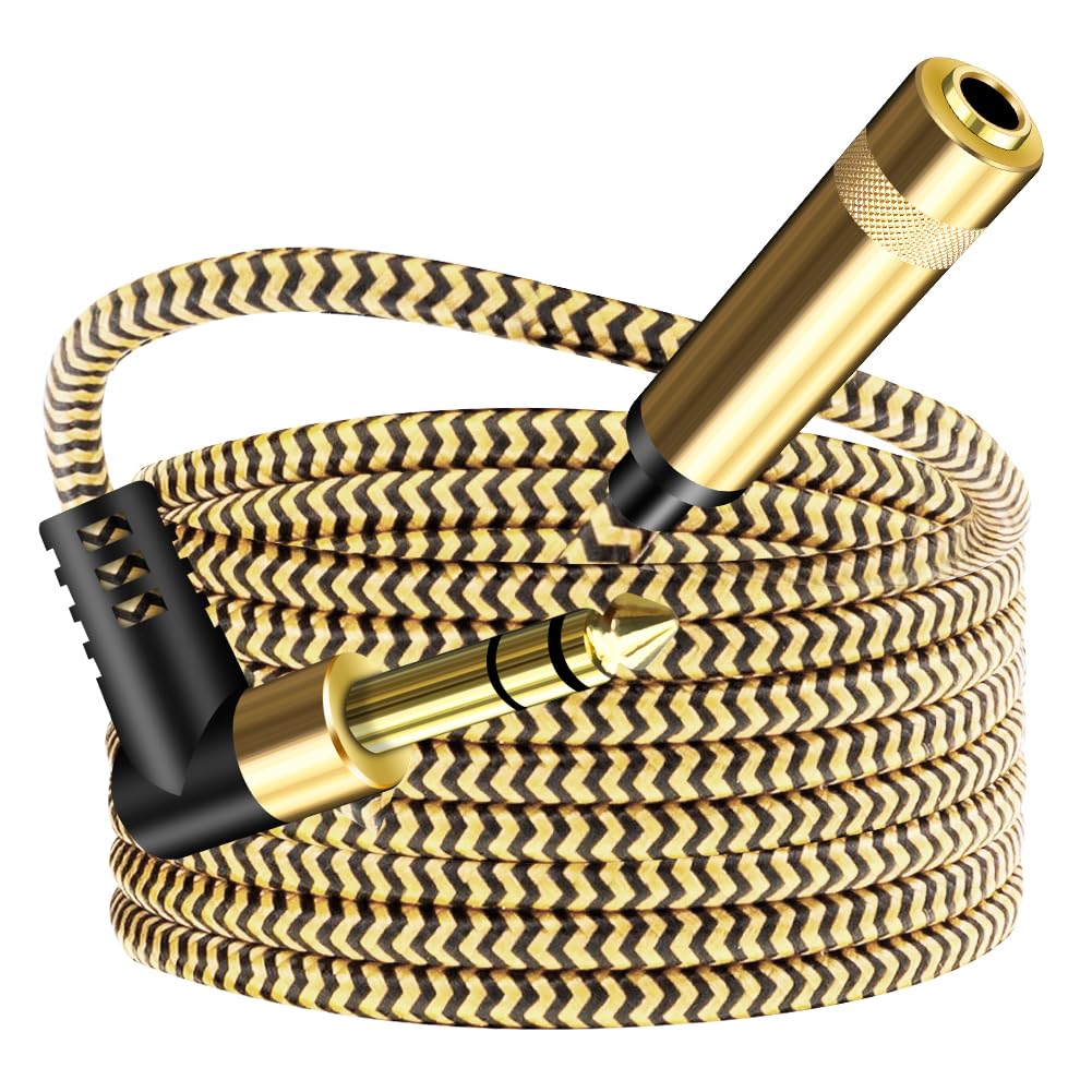 Hanprmeee 1/4 inch Extension Cable 20m,Right Angle 6.35 male to female cable,for Guitar AMP Synths Amplifier Speaker Piano (20M)