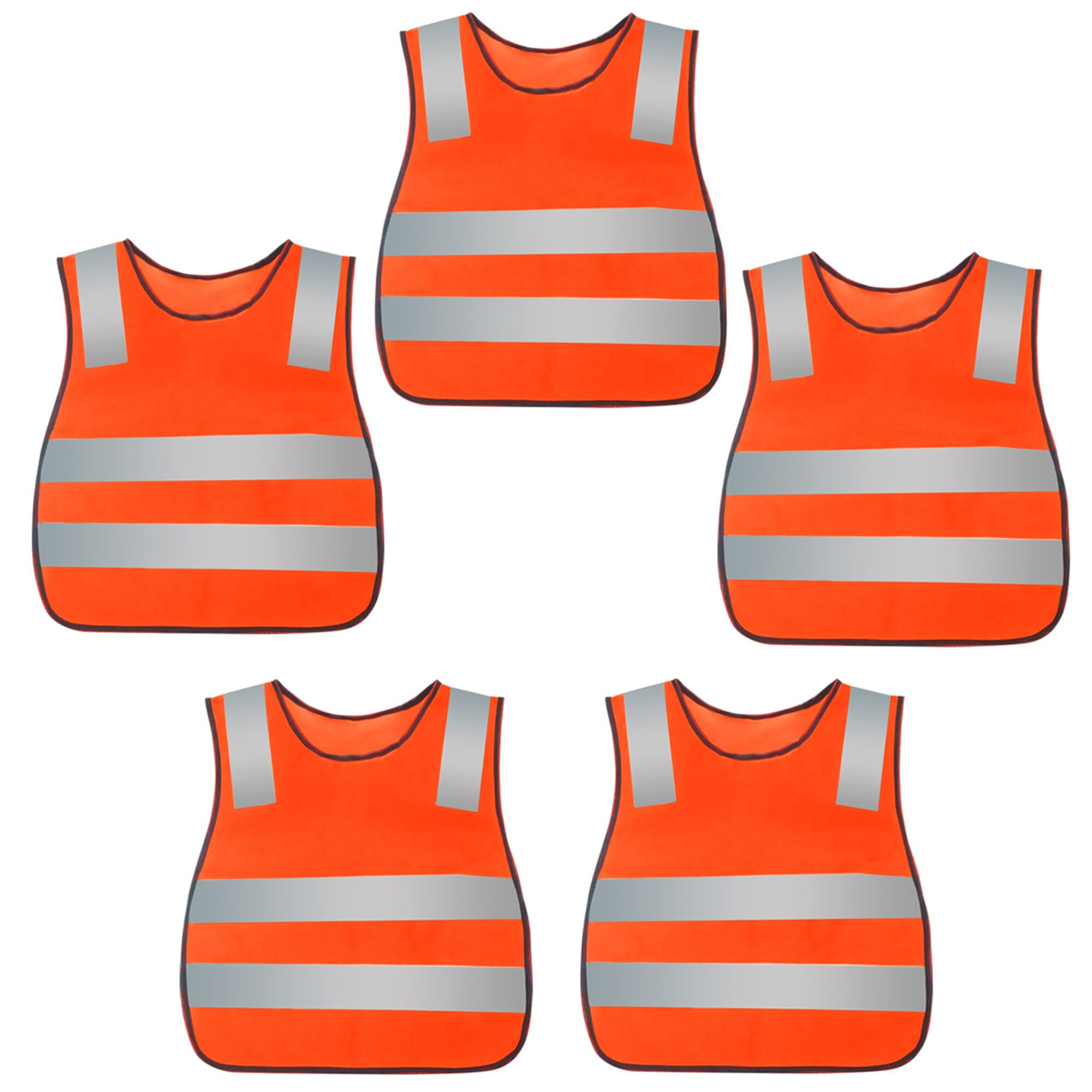 Unisex Cycling Fluorescent Neon Vest Hiking High Visibility Vest Elastic Waist Strap Traffic Camping Security Vest Orange 5 Pack
