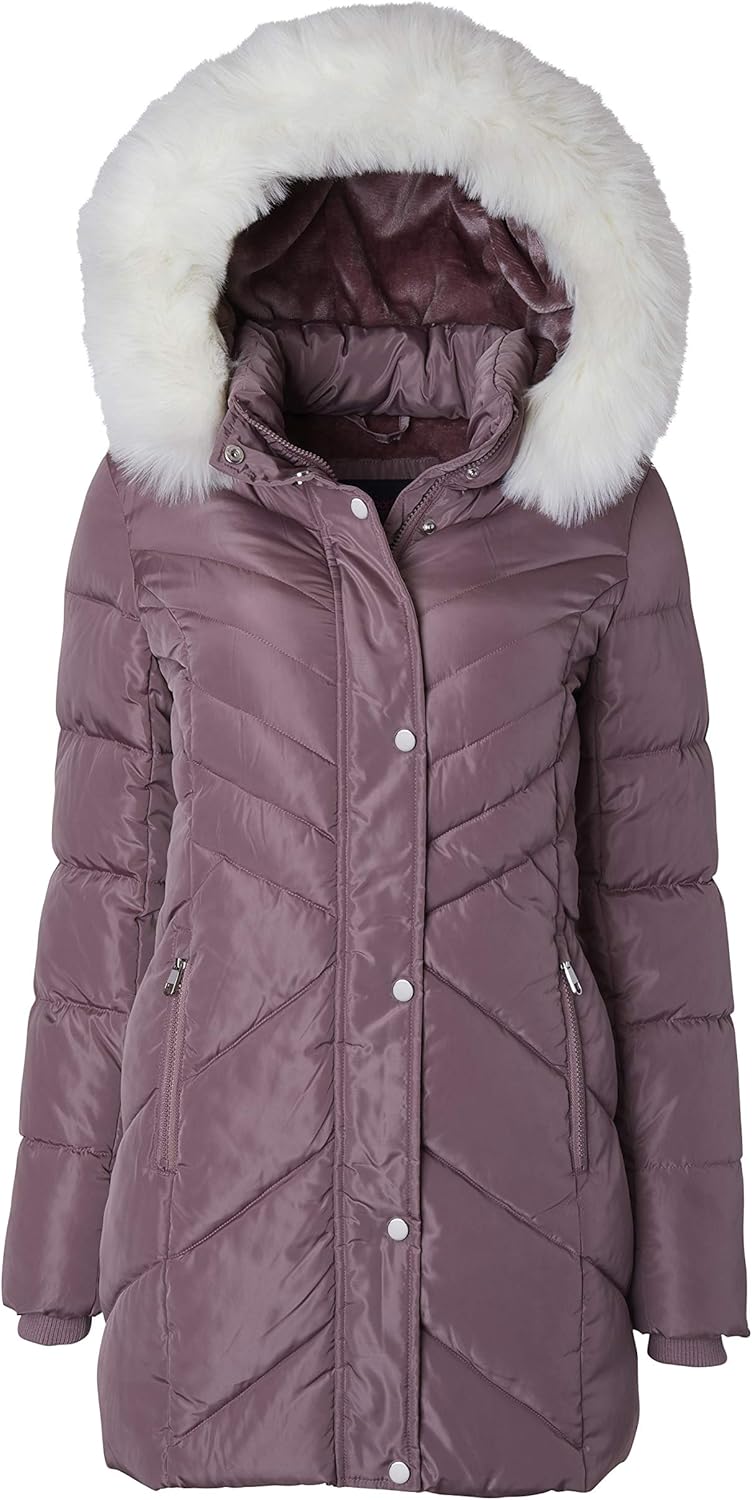 womens long puffer coats with fur hood