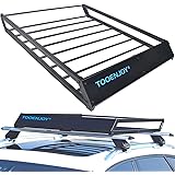 TOOENJOY Roof Rack Cargo Basket, 43’’x 35’’x 4.7’’, Anti-Rust Rooftop Cargo Carrier with Removable Wind Fairing, Universal Ca