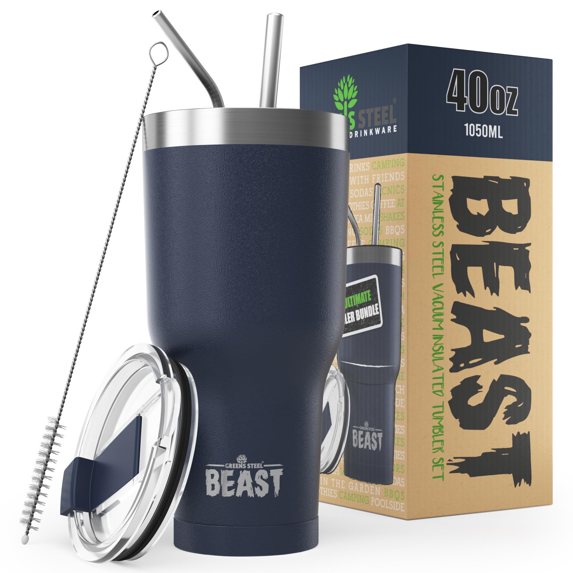 Photo 1 of (MISSING ACCESSORIES)  THE Beast 40 oz Tumbler Stainless Steel Vacuum Insulated Coffee Ice Cup Double Wall Travel Flask (Navy Blue)