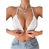 SOLY HUX Bras for Women Lace Glitter Bra Front Closure Comfortable Everyday Bralette
