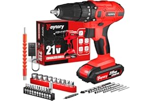 21V Cordless Drill,Electric Screwdriver Set,45Nm Cordless Combi Drill with 29PCS Accessories, 2 Variable Speed 25+1 Torque Se