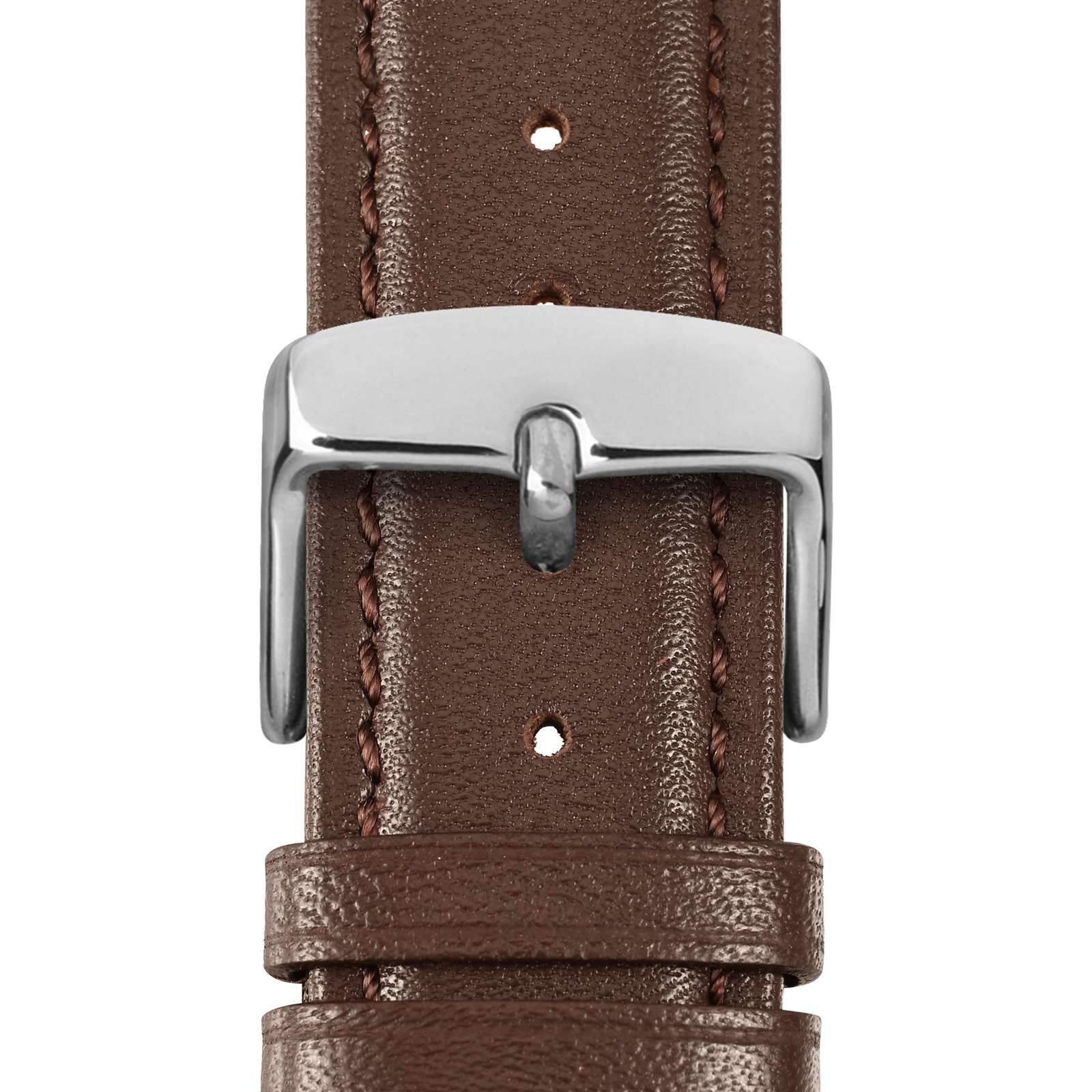 WOCCI 20mm Vintage Leather Watch Band for Men and Women, Silver Buckle (Dark Brown)