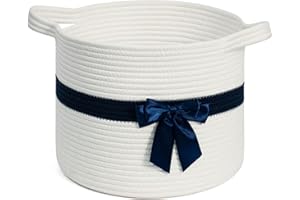 CHICVITA Baby Gift Basket Empty to Fill, White Storage Basket for Toys, Diapers, Small Cute Basket for Organizing, Decorative Basket for Nursery, Woven Basket for Shelves, 12 x 12 x 10 inches