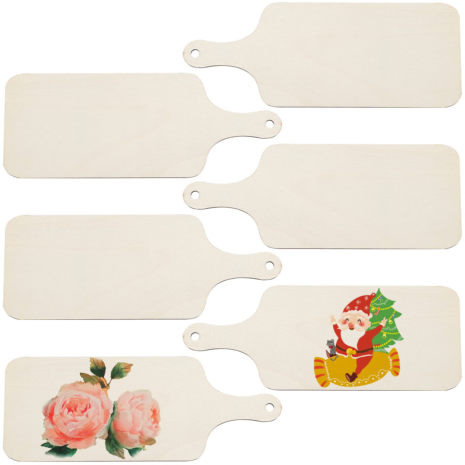 GORGECRAFT 6PCS Mini Wooden Cutting Board with Handle Unfinished Wood Paddle Chopping Board Small Serving Boards for Home Kitchen Cooking DIY Decor Craft