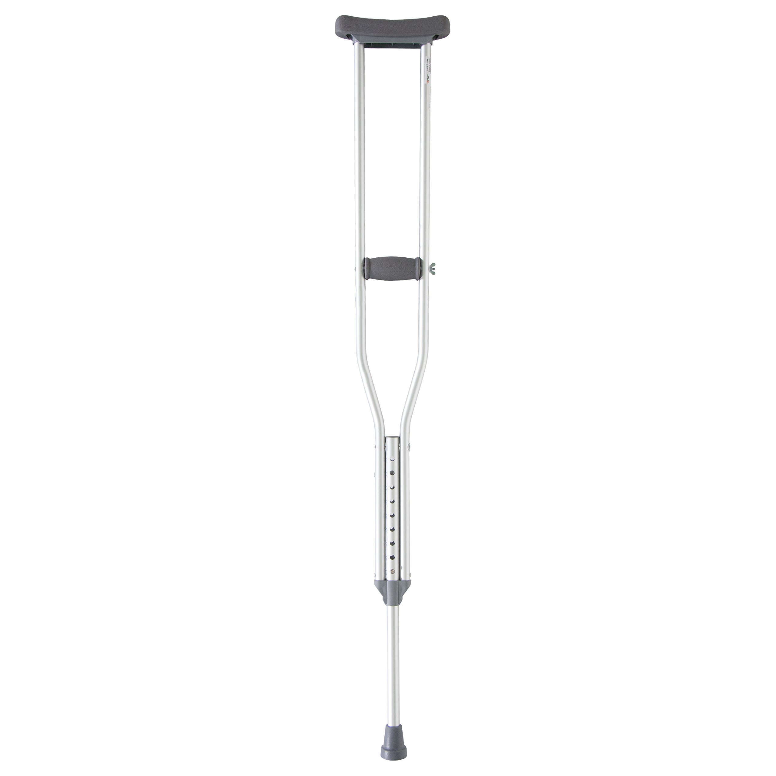 PCP Aluminum Crutches, Push Button Adjustable Height, Lightweight, 1 Pair, Adult Regular Size (5'2