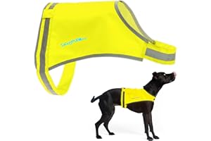 SafetyPUP XD Lite Dog Vest. Coverage to Mid Back. Reflective Hi Visibility Fluorescent Yellow Fabric Helps to Keep Them in Sight and Safe On and Off Leash.