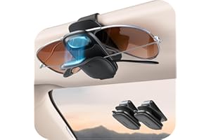 2 Pack Magnetic Sunglasses Holder for Car Visor [One Hand Operation & Scratch Proof], Chfeila No Slip Sunglass Holder Clip Silicone Pad,Sunglass Holder Gadgets Eyeglass Holder for Cars & Glasses,Black