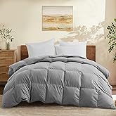 Joysoul Queen Size Down Comforter - All Season Ultra Soft Goose Down & Feather Fiber Fill, Luxury Hotel Dark Gray Duvet Insert with Corner Tabs (88" X 88")