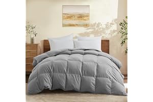 Joysoul Queen Size Down Comforter - All Season Ultra Soft Goose Down & Feather Fiber Fill, Luxury Hotel Dark Gray Duvet Insert with Corner Tabs (88" X 88")