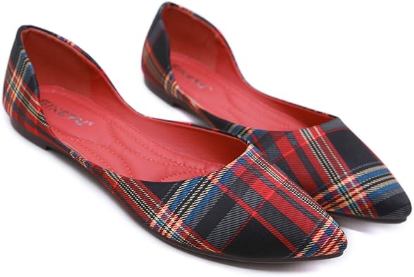 plaid womens flats
