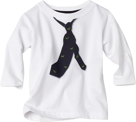 Hartstrings Baby Boys' Long Sleeve Tie Tee Shirt, White, 12