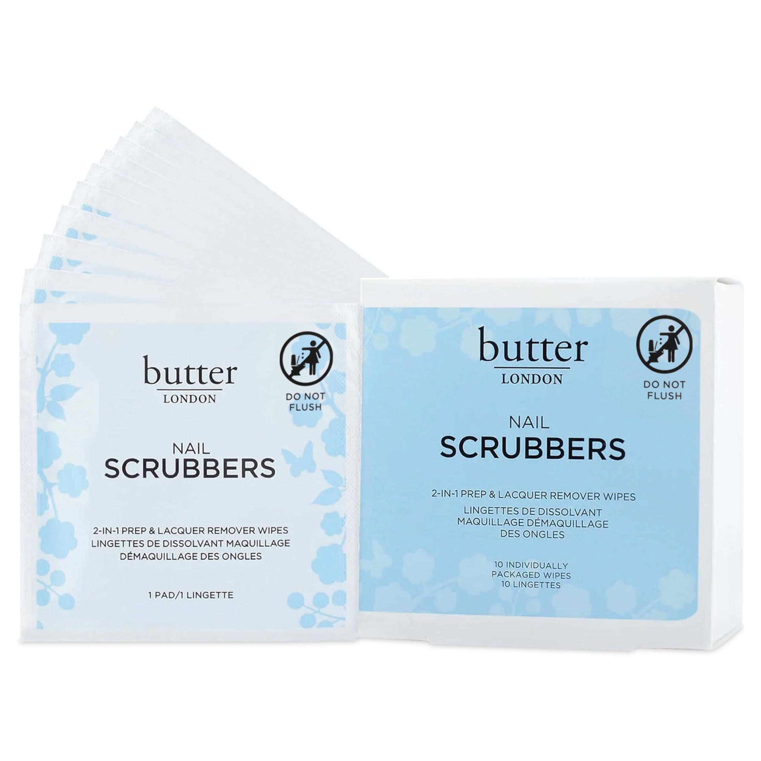 Photo 1 of **Only 4 packs**Butter LONDON Nail Polish Remover Pads, Nail Scrubbers (10 Count) - 2-in-1 Prep & Lacquer Remover Nail Wipes - Travel-Friendly Gel Fingernail Polish Remover - Cruelty-Free, Paraben-Free & Gluten-Free