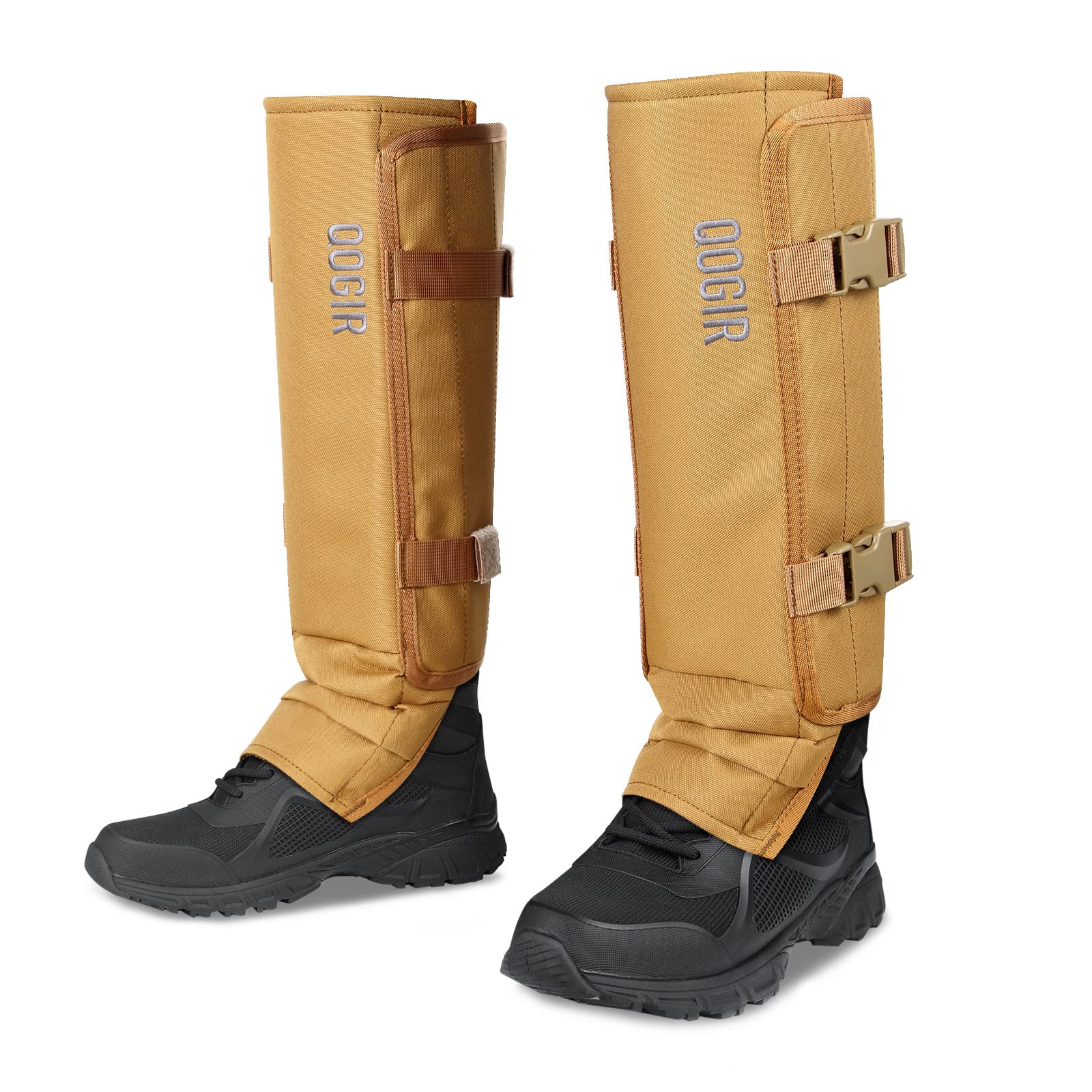 QOGIR Snake Gaiters for Hunting: Durable Snake Guards, Snake Gaiter Leggings for Men & Women, Snake Bite Protection for Lower Legs, Snake Proof Gaiters with Adjustable Size(Mud Color)