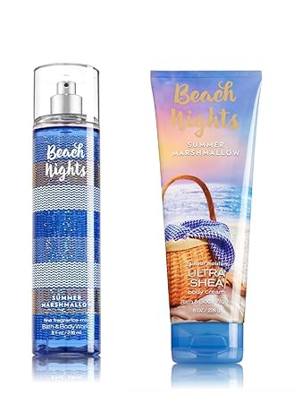 Bath Body Works Beach Nights Summer Marshmallow Mist And Body Cream Set