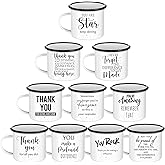 Mifoci 10 Pcs Thank You Gifts Enamel Mugs Employee Appreciation Gifts Coffee Cups with Handle 12 oz Motivational Quote Mugs for Valentines Coworker Friend Nurse Office(White)