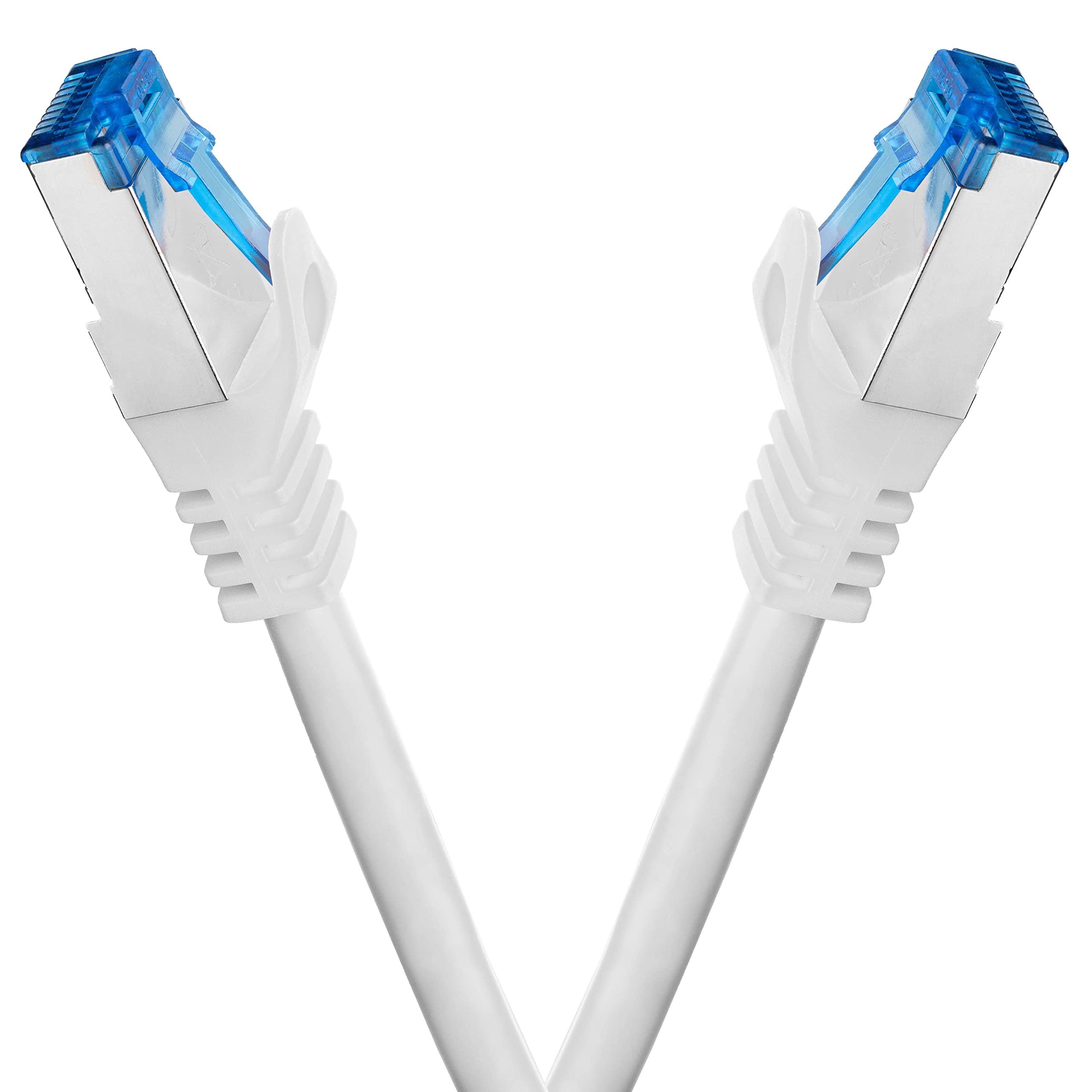 BIGtec Ethernet Cable 3m Internet Cable CAT 7 white - 2 pieces - High Speed double shielded S/FTP RJ45 LAN compatible Gaming PC Laptop Computer Playstation 5 PS5 PS4 Xbox Smart TV Box NAS Switch