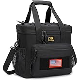 Lunch Box for Men, Tactical Lunch Bag MOLLE Webbing Leakproof Insulated Large Lunch Cooler Women Adult Meal with Adjustable Shoulder Strap Durable Lunch Pail (Black)