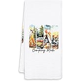 FOPENEM Camping Gifts Kitchen Towels, Gifts for Camping Lovers Hand Towels for Bathroom Decor, Camping Mode Decor Dish Tea Towels for Kitchen, Camper Gift for Men Women, 16x24 Inches