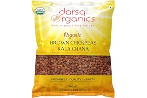 Darsa Organics Kala Chana Dal 2 lb | Brown Black Chickpeas Lentils | Garbanzo Beans | USDA Organic | Non-GMO | Chemical-Free | Kosher
