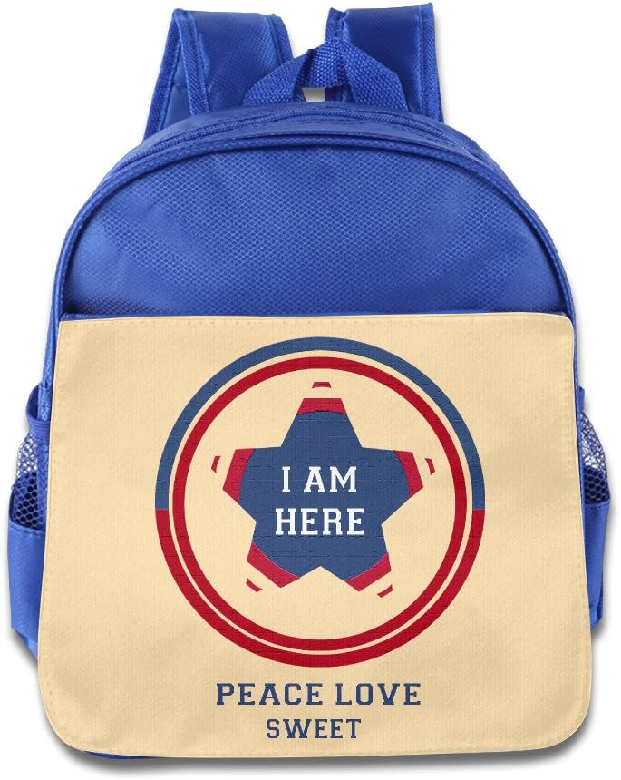 I Am Here Peace Love Kids School Backpack Bag