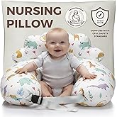 PILLANI Nursing Pillow for Breastfeeding, Breast Feeding Pillow with Security Fence for Enhanced Comfort, Baby Registry Search, Removable Cotton Cover, Adjustable Waist Strap, Newborn Pillow Supplies