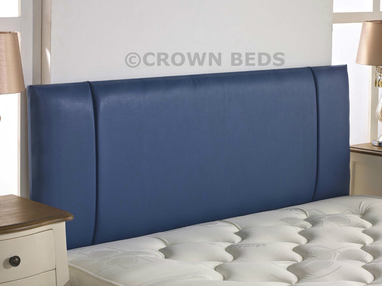 CROWNBEDSUK QUALITY FAUX LEATHER PORTOBELLO HEADBOARD 2ft6,3ft,4ft,4ft6,5ft,6ft NEW!!!!! (4ft6 double, blue)