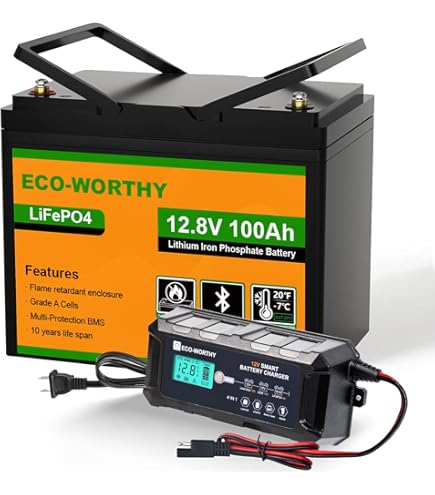 SOURCEPOW 12V 100Ah LiFePO4 Battery, 100Ah Lithium Battery
