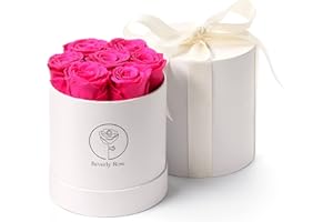BEVERLY ROSE Forever Roses That Last A Year, Preserved Roses for Delivery Prime, Eternity Roses in A Box, Real Flowers in A Box, Flowers for Delivery Prime Birthday, Valentines Day, Anniversary, 7 Pcs Pink