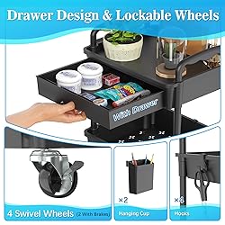 SUNALLY 4 Tier Rolling Utility Cart with