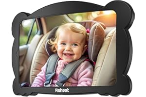 Rohent Carseat Mirrors Rear Facing: Adjustable Shatterproof Car Seat Mirror for Baby Rear Facing Seat Easy Install on Headrest - Stable Clear Wide View Easy to See Newborn Toddler