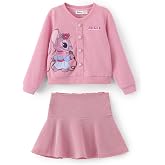 Disney Girl 2 Piece Birthday Party Outfit Knit Top &amp; Tweed Skirt Set 2-13Y | Disney Officially Licensed, Pearl Button Cardigan, Bow A-Line Skirt, Elegant Chic Style, Soft &amp; Comfort
