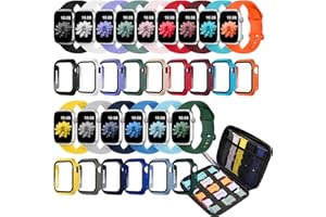 ANPEXOLITE 15 Pack Band Case Compatible with Apple Watch Bands 40mm 41mm 42mm 44mm 45mm 46mm Women Men, Soft Silicone Strap with Screen Protector Case&Storage Organizer for iWatch Series 10 9 8 7 6 5 4 SE SE2